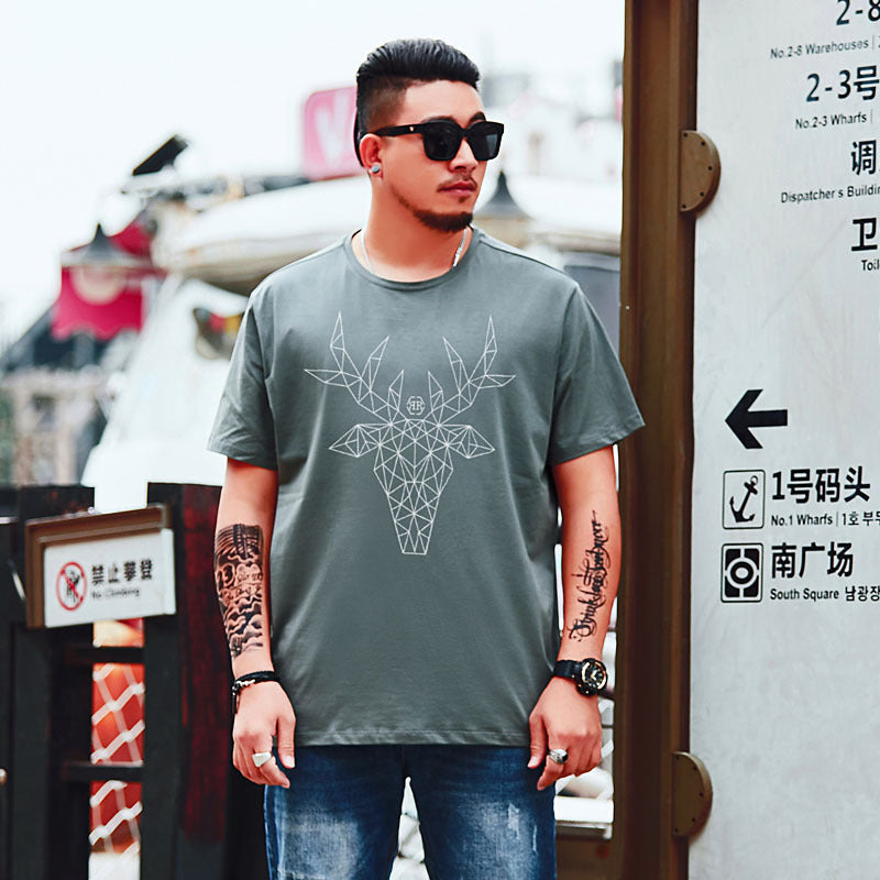 Summer New Plus Size Plus Size Short-Sleeved T-Shirt Men - bigtallfellastore