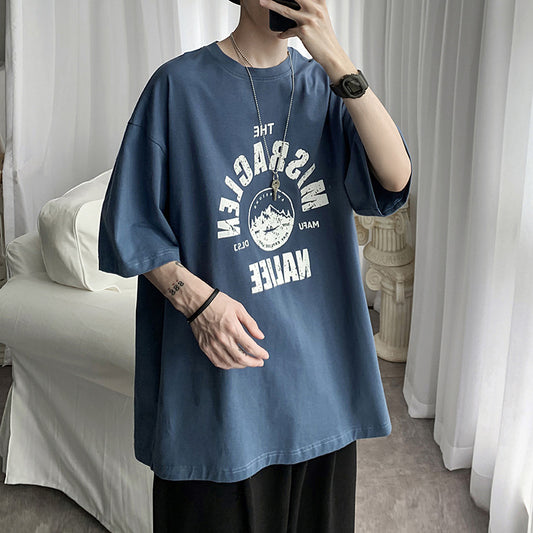 Harajuku Style Boys Fat Plus Size Loose Short Sleeve T-Shirt - bigtallfellastore