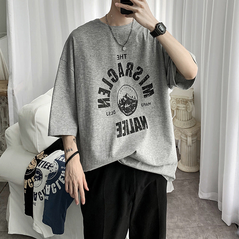 Harajuku Style Boys Fat Plus Size Loose Short Sleeve T-Shirt - bigtallfellastore