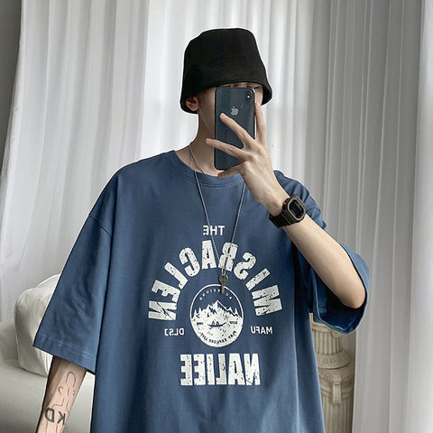 Harajuku Style Boys Fat Plus Size Loose Short Sleeve T-Shirt - bigtallfellastore