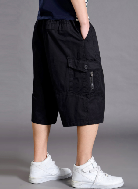 Sports Cropped Trousers Men's Loose Shorts Plus Fat Plus Size Fat Guy Casual Thin 7-point Overalls - bigtallfellastore