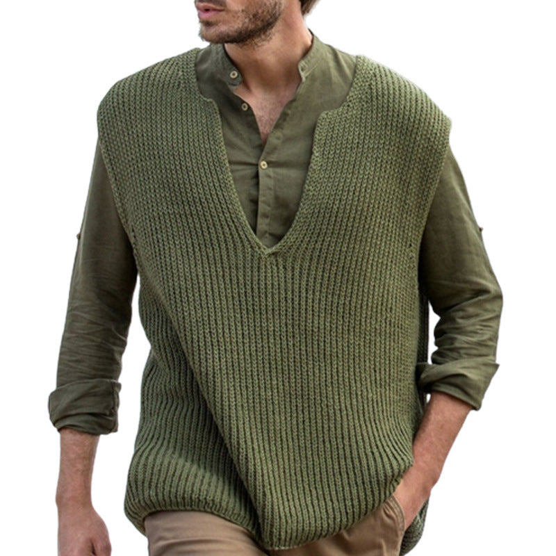 Loose Plus Size Knitted Vest Men - bigtallfellastore