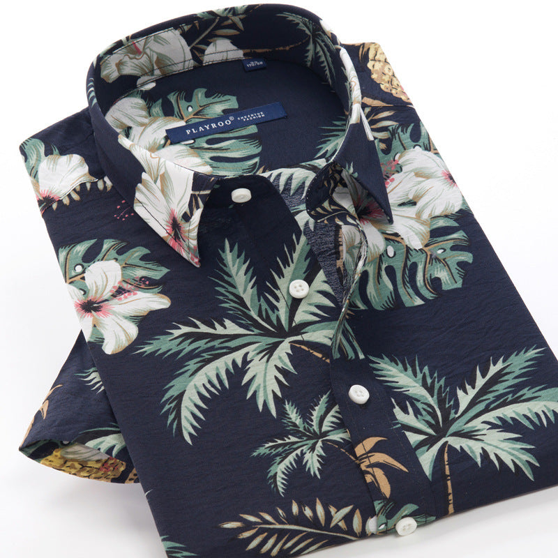 Men's Cotton Breathable And Comfortable Plus Fat Plus Size Summer Shirt - bigtallfellastore