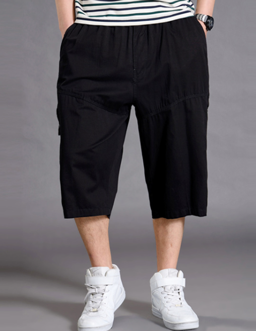 Sports Cropped Trousers Men's Loose Shorts Plus Fat Plus Size Fat Guy Casual Thin 7-point Overalls - bigtallfellastore