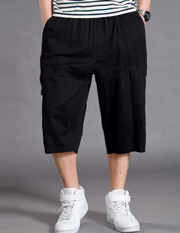 Sports Cropped Trousers Men's Loose Shorts Plus Fat Plus Size Fat Guy Casual Thin 7-point Overalls - bigtallfellastore