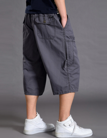 Sports Cropped Trousers Men's Loose Shorts Plus Fat Plus Size Fat Guy Casual Thin 7-point Overalls - bigtallfellastore