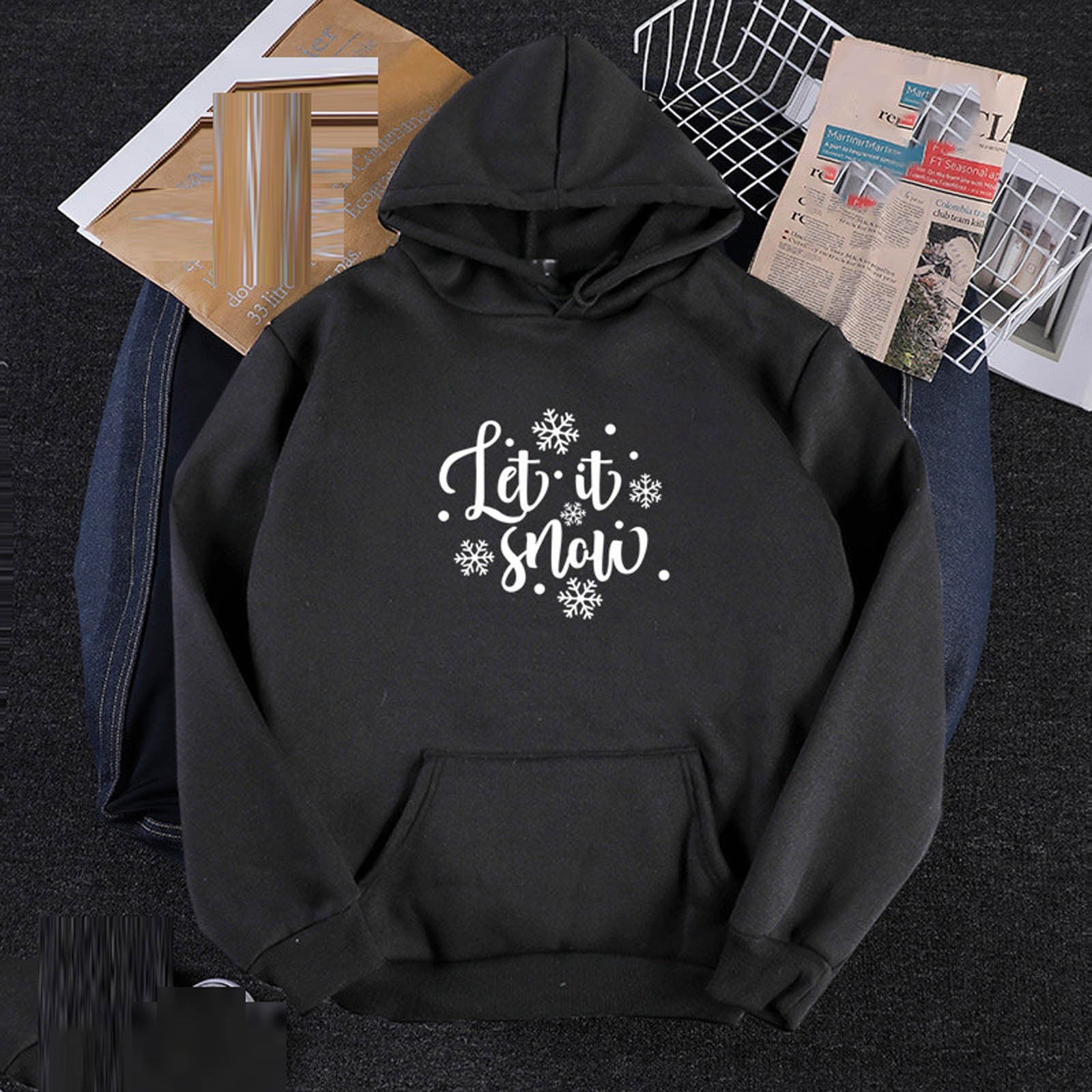 Plus Size Sweater Printed Hoodie - bigtallfellastore